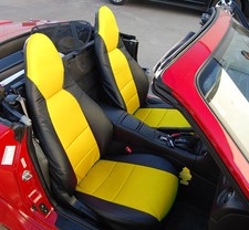 Mazda Miata 2001-2005 Blackyellow Leather-like Custom Made Front Seat Covers Mazda Miata 2001-2005 Blackyellow Leather-like Custom Made Front Seat Covers