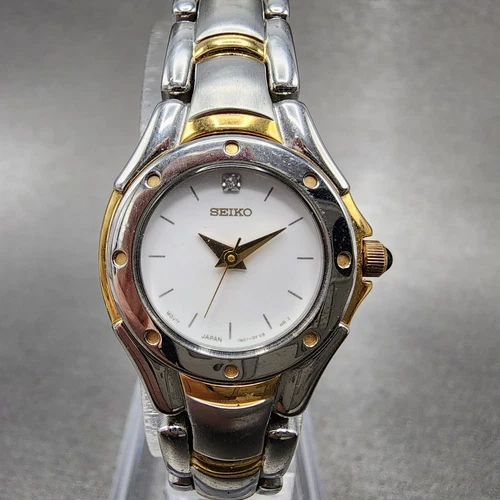 Seiko Watch Women 22mm White Dial Two Tone 1n01-0cw0 New Battery