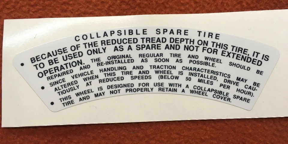 CUDA CHALLENGER COLLAPSIBLE SPACE SAVER TIRE STICKER DECAL 1970 1971 AAR T/A - Image 2 of 3