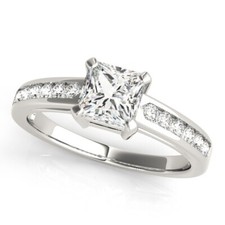 1.25 Ct Lab Created Princess Diamond Engagement Ring 14K Solid White Gold Size 5