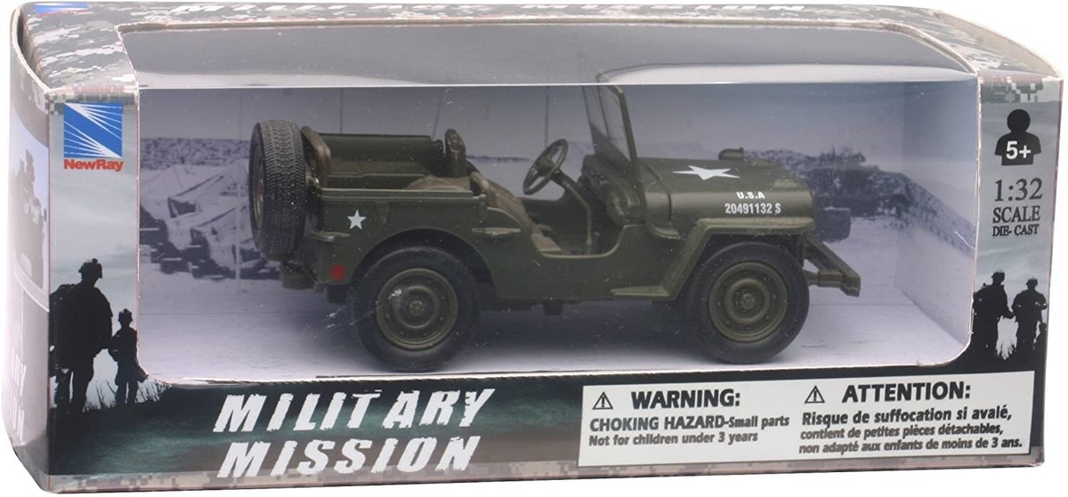 値下げ！マテル ミニカー 32 U.S. ARMY New Ray Jeep Willys US Army Green 1/32 Diecast Model Car