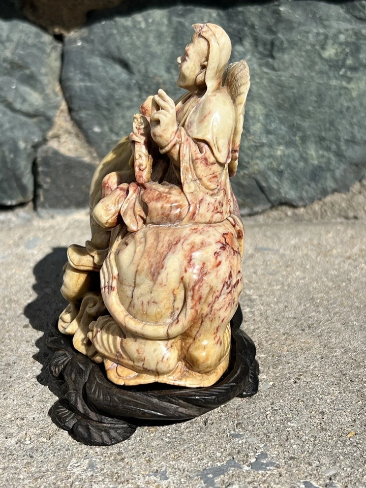 Very  Rare Chinese Stone Carving Qing Dynasty Buddha Ride On Elephant. - Image 4 of 4