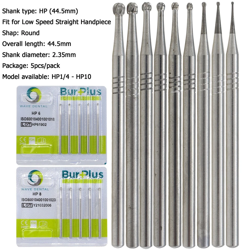 Wave Dental Carbide Burs Round HP Surgical Burs For Straight Handpiece HP 8 557 - Image 2 of 4