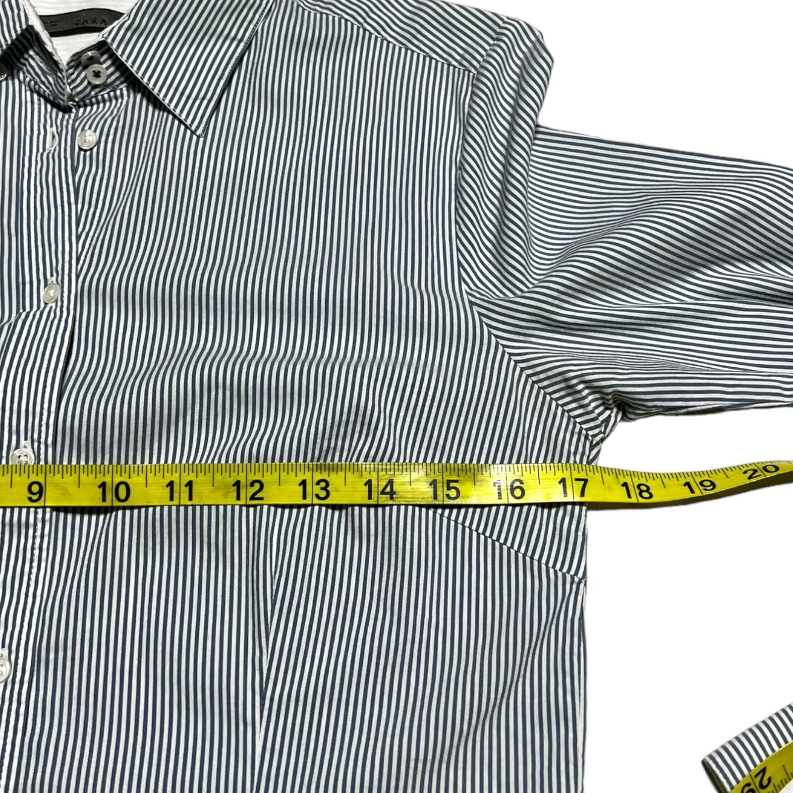 Zara Basic Women's Blue/White Button Front Shirt … - image 6