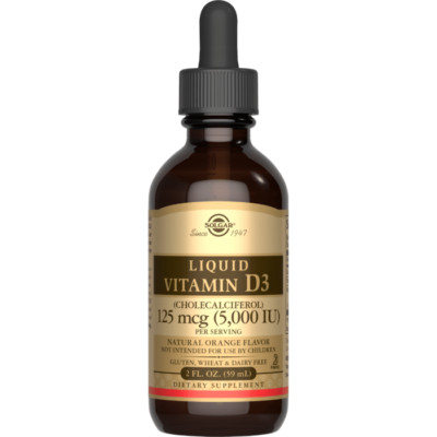 Solgar, Liquid Vitamin D3 (Cholecalciferol) 125mcg (5,000 IU) - Natural Orange 