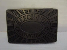 Beech-Nut Chewing Tobacco Men's Brass 2.75"x2" Belt Buckle 1980's Advertising
