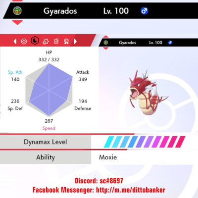 Pokemon Sword/Shield 6IV ULTRA SHINY  Gyarados Jolly/Moxie FAST DELIVERY