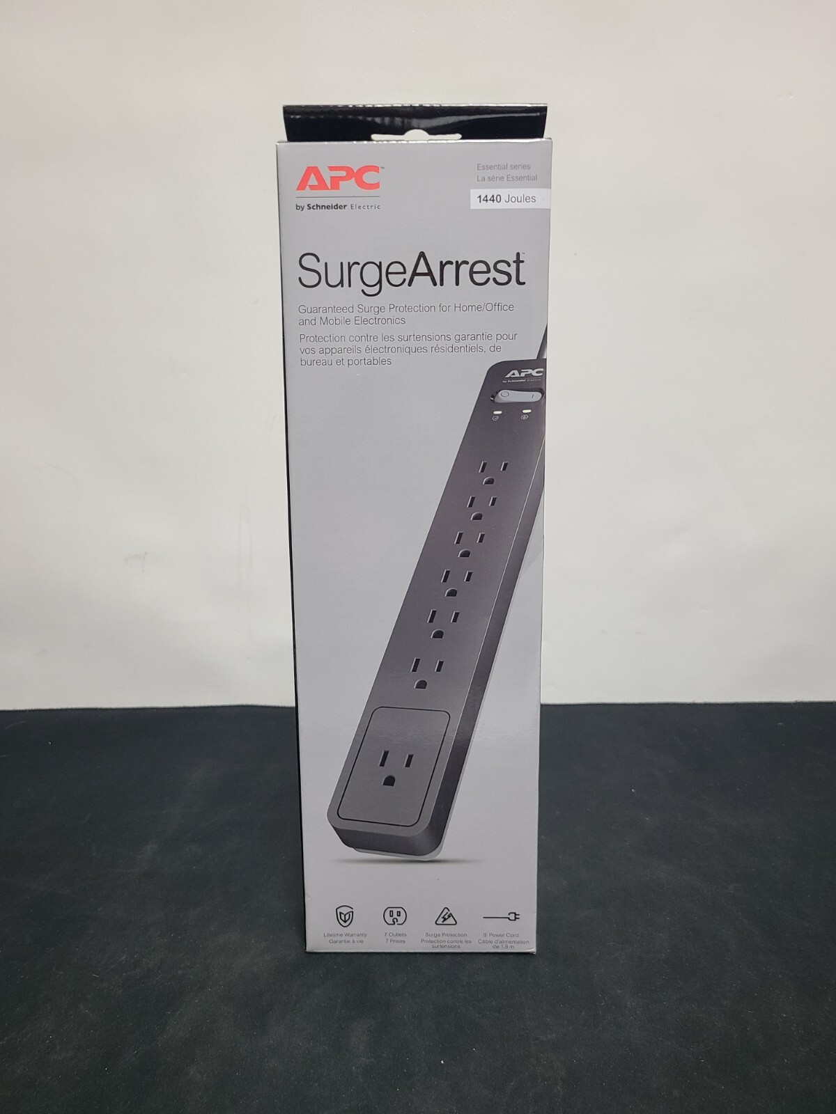 APC PE76 7Outlet SurgeArrest Surge Protector, 6ft Cord (Black) New