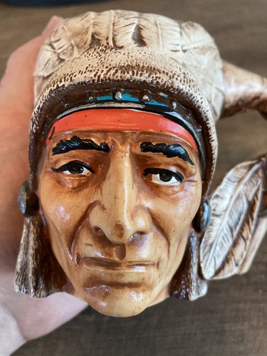 Vintage 1973 Byron Molds Native Indian Chief Ceramic Hand Painted Mug Cup - Picture 8 of 8