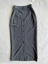 Vintage 90's Louis F raud SET gray wool maxi skirt pearl buttons US4 F36