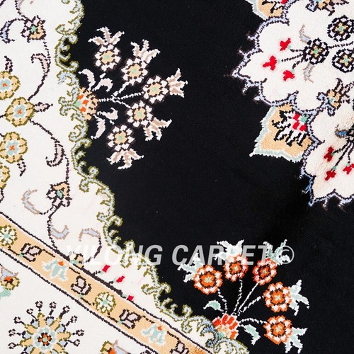 Hand Knotted Silk Carpet Square 4x4ft Medallion Handmade Area Rug LZL352C - Picture 7 of 9