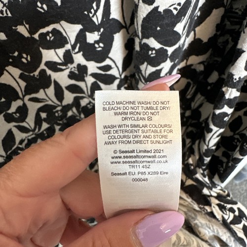 Seasalt Cornwall Line Strokes Tiered Dress 100% Organic Cotton Size 16 - Picture 5 of 5