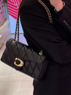 COACH Tabby Shoulder Bag 26 Quilted CP150 Brass / Black Nappa Leather Outlet New