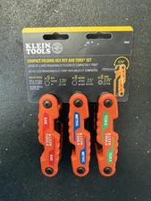 Klein Tools 70543 Compact Folding Hex Key Set, 25-Key, SAE, Metric Torx, 3-Piece