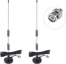2pcs Police Scanner Antenna HF VHF UHF 20-1300MHz BNC Male Black, Silver 