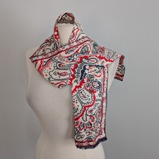 Vintage Silk Paisley Scarf Made in Italy for Abraham  Straus Red Navy 47x5