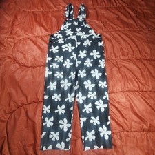Of One Sea Youth Size 11/12 Overalls Black Plumeria Girls Teen Tween
