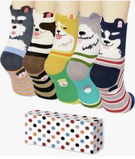 5 pairs Women Funny Animal Socks Cat Dog Novelty Socks Cotton Casual Ankle