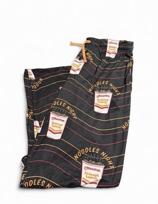 Ramen Cup Noodles Pajama Pants Mens Medium Black