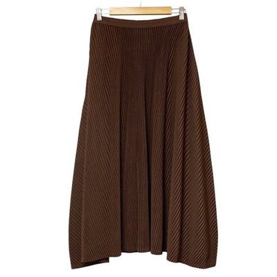 L'EQUIPE YOSHIE INABA Pleated Jersey Skirt, Size 38, Brown Women USED