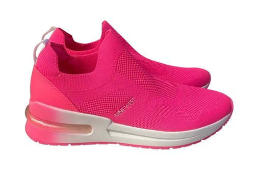 Mujer Moda Tenis Nine West Rosa Neón Malla Pull On Foto Zapatilla 9m Nuevo - Imagen 2 de 7