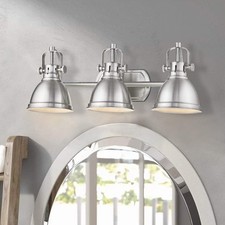 3-Light Bathroom Vanity Light Fixture Finish with Metal Shade, Brushed Nickel