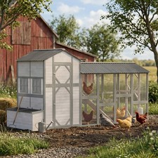 147" Extra Large Chicken Coop, Wooden Hen House for 8-10 Hens