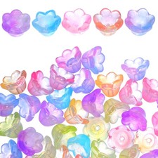60Pcs Durable Flower Bead Caps Assorted Color Glass Beads for Jewelry Making DIY