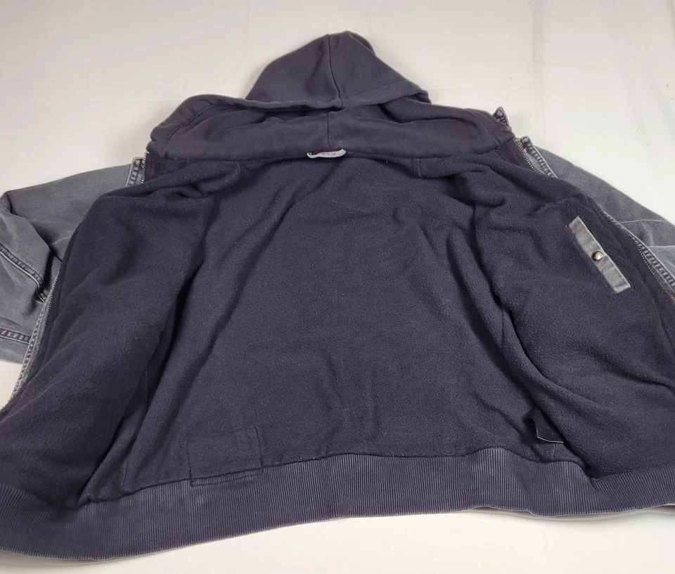 Chaqueta de mezclilla Fox Racing vintage para hombre L negra con capucha camionero forrada de lana Moto Foto 4 de 4