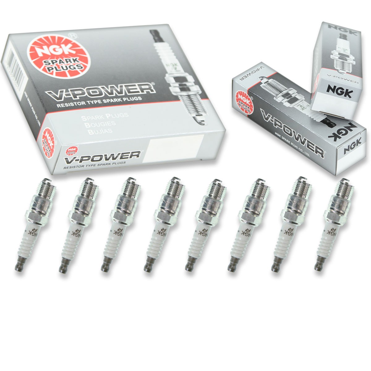 8 pcs NGK V-Power Spark Plugs for 1970-1974 Chevrolet C10 Pickup 6.6L 5.7L la
