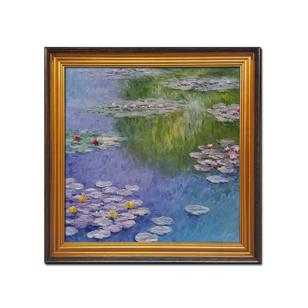 油彩画 Claude Monet 額装品 Gold Framed Art Hand Painted Claude Monet Water Lilies Pond Oil