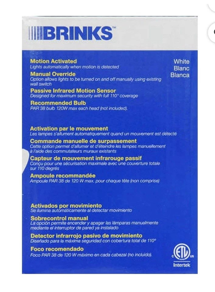 Bundle Of 2 ! Brink's Motion Activated Security Light, 110 Degree Detection Zone - Image 3 of 4