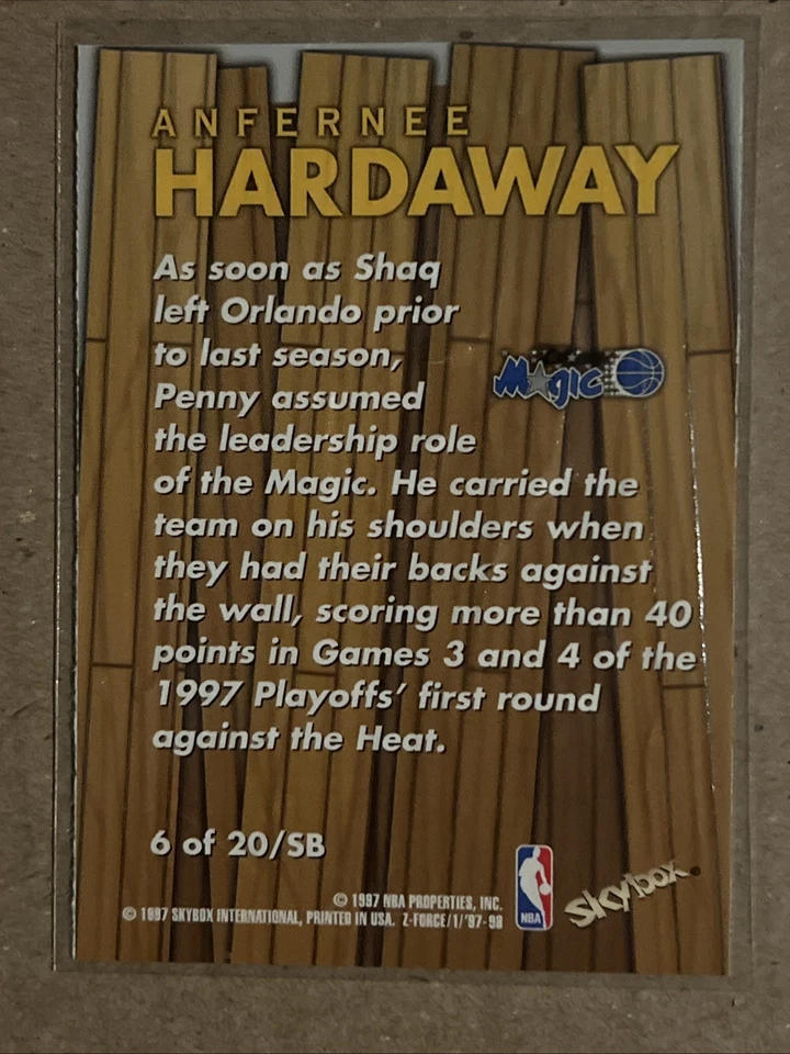 Anfernee Hardaway Z Force Super Boss 1997-98 6 de 20sb inserto raro como nuevo  Foto 4 de 4