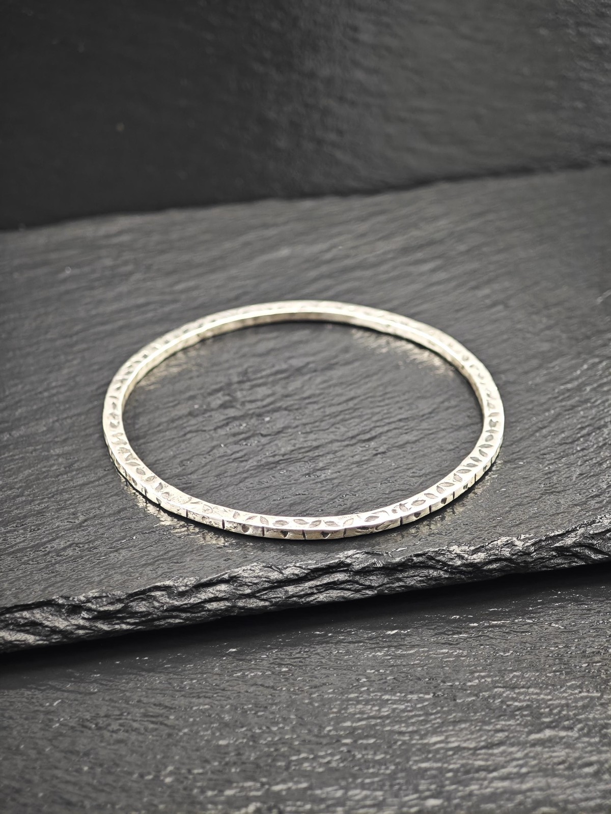 Stackable Foreign Brutalist Bangle Sterling Silve… - image 6