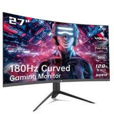 27 inch Gaming Monitor, 1440P Curved Monitor, 180Hz, 144Hz, 2K, 1500R, 1ms, F...
