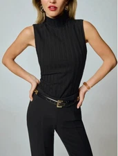 NWOT $68 REFORMATION Maison Kint Mock Neck Top MED Black