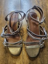 NEW Kurt Geiger Mini Piera Silver Gold Slingback Sandals Girls Size 32 EU 1M US