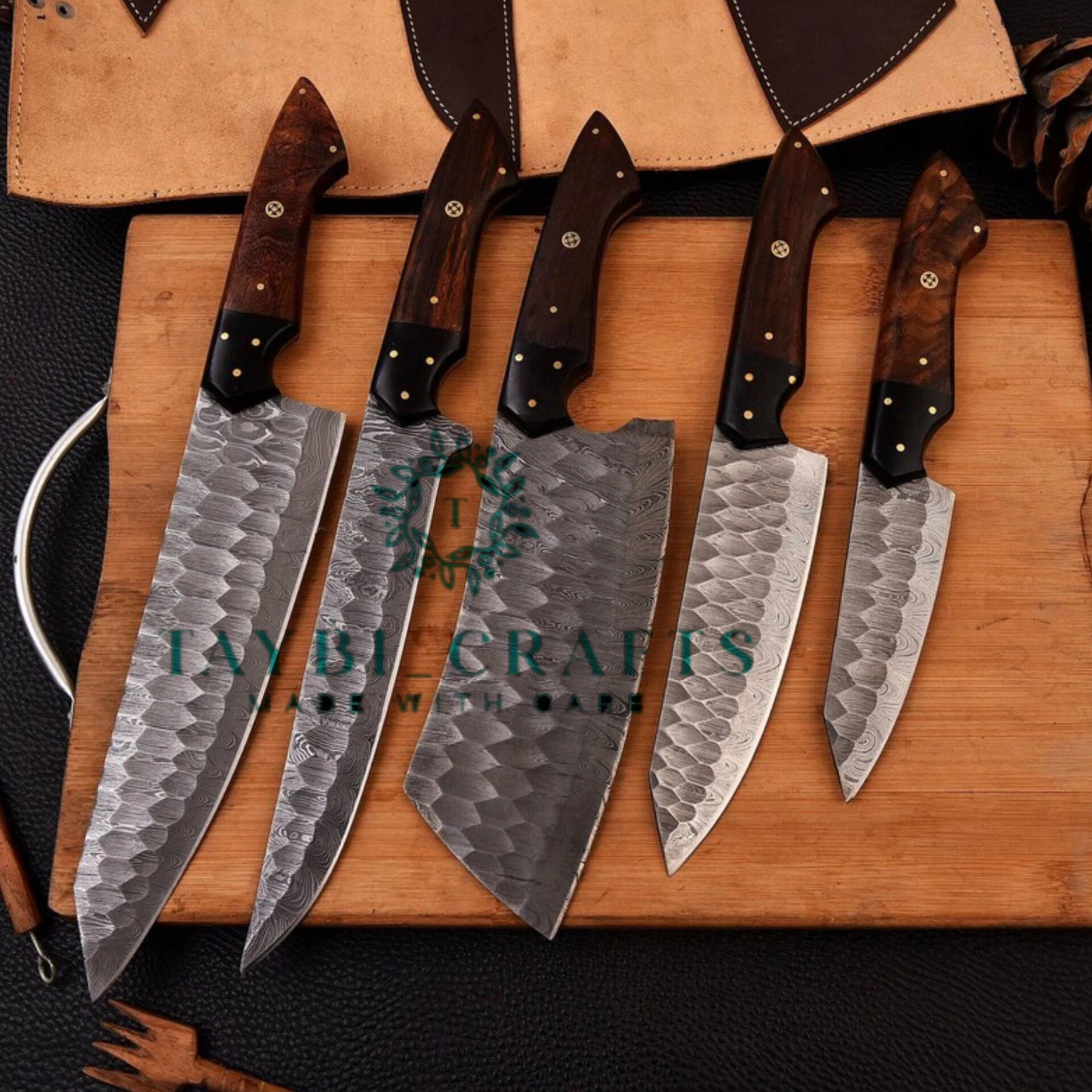 Handmade Damascus Steel Chef Knife Set - Rose Wood, Black G10 Handele
Opens in a new window or tab