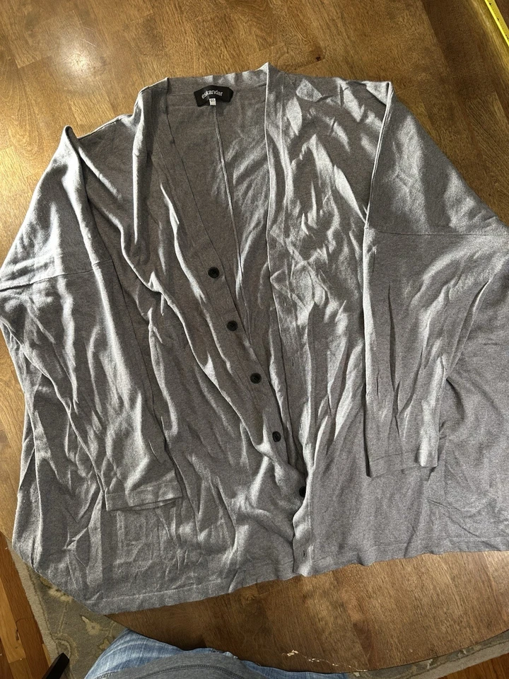 Cárdigan Eskandar 100% Seda - Gris - Talla 0 / Pequeño - Ajuste Relajado - Lujo Foto 3 de 4
