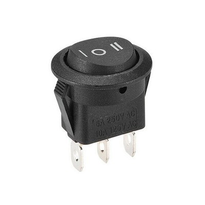 KCD1-105 Black Three-pin Three-gear Round Rocker Switch Three-pin Three-gear