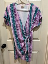 multi colored snake print above the knee wrap dress