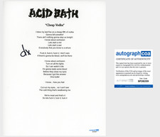 Dax Riggs 'Acid Bath' Band Signed Lyric Sheet 'Cheap Vodka' ACOA