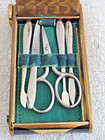 Vintage U.S. Zone Germany Compact Vanity Manicure Set Enamel Brass Complete — photo 8