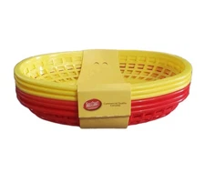 Tablecraft H1074RY-6 Assorted Red/Yellow Sandwich & Fry Basket Set 9 in. NEW