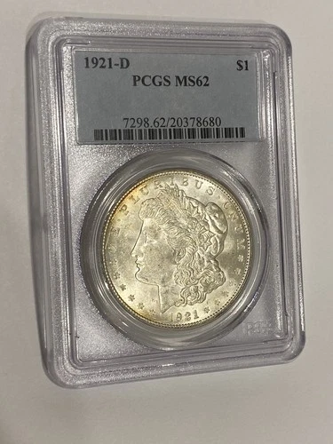 1921-D Morgan Silver Dollar PCGS MS62 / Strong Eye Appeal for the Grade