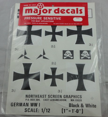 #ad German WWI Airplane Pressure Sensitive Decals by Major Decals OC 7004 $11.69