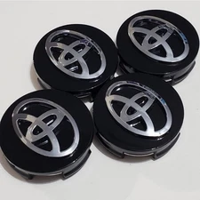 4x WHEEL RIMS CENTER HUB CAP CAPS BLACK BASE CHROME 62MM Fit TOYOTA CAMRY +MOR