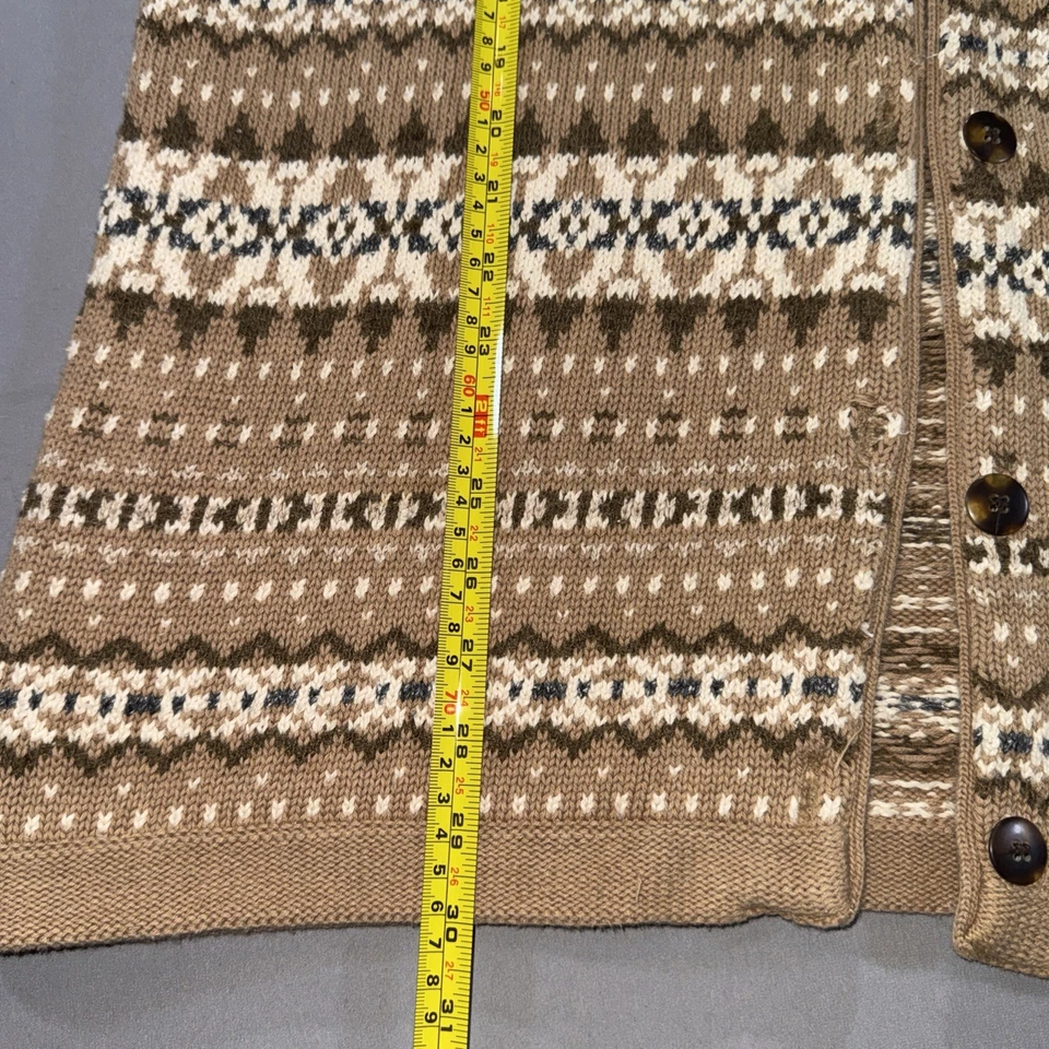 Chaleco suéter tejido vintage Liz Sport para mujer grande Fair Isle geométrico con botones Foto 4 de 4