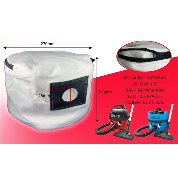 Numatic Henry Washable Reusable Cloth Vacuum Cleaner Dust Bag With