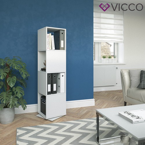 Estante giratorio archivos estante de pie librería oficina blanco XXL Vicco - Imagen 4 de 7